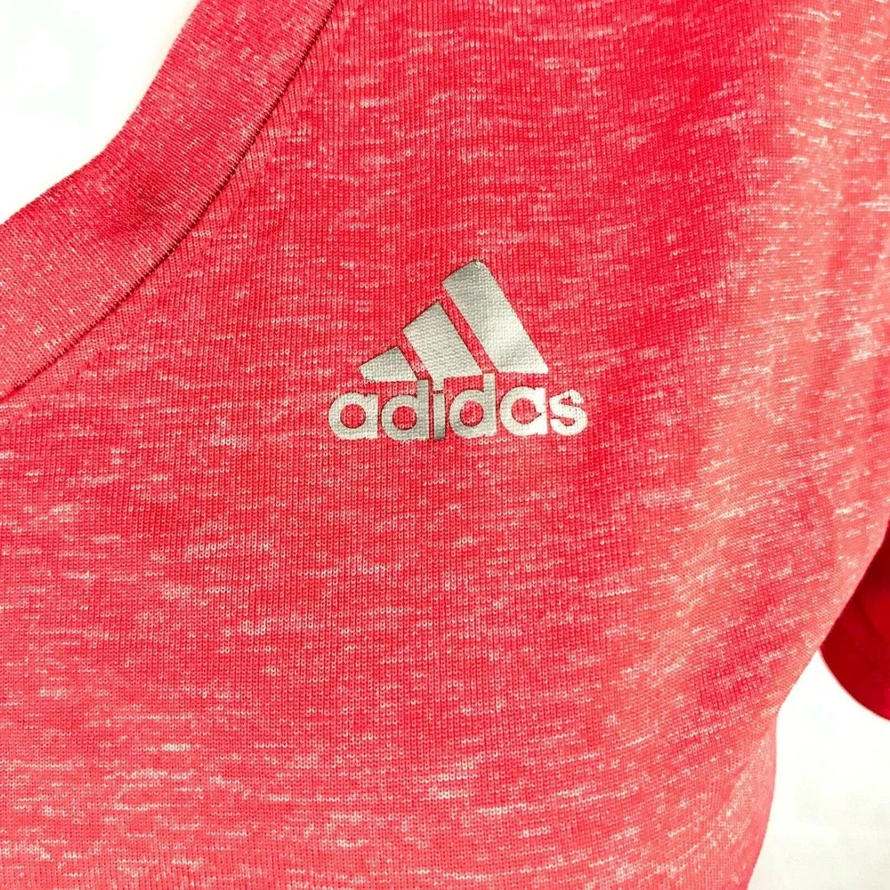 Adidas T-Shirt Womens Sz S Red Knit Athletic V-Neck Ultimate‎ Running Workout